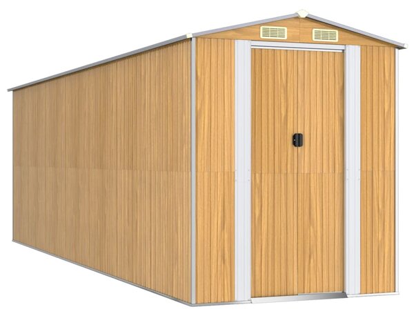 Zahradní kůlna světle hnědá 192x606x223 cm pozinkovaná ocel 3147476