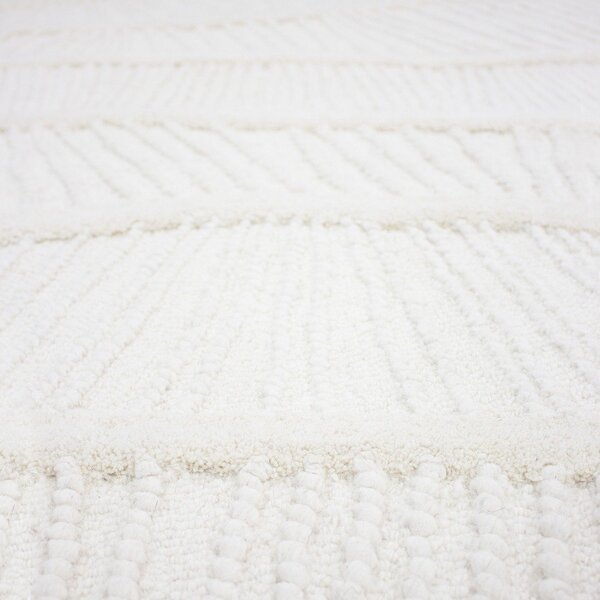 Bílý ručně tkaný koberec s příměsí vlny 140x200 cm Sculptured Wave – Flair Rugs