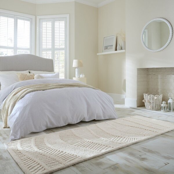 Bílý ručně tkaný běhoun s příměsí vlny 80x230 cm Sculptured Wave – Flair Rugs