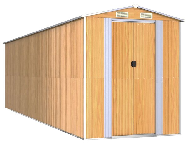 Zahradní kůlna světle hnědá 192x689x223 cm pozinkovaná ocel 3147477