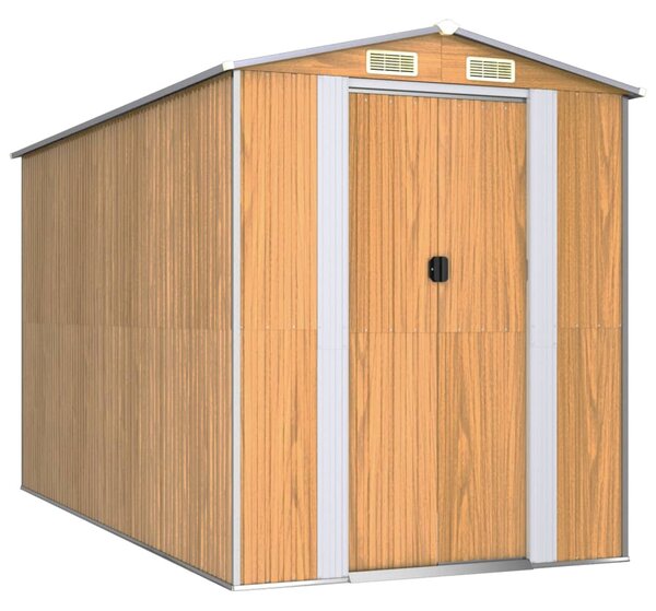 Zahradní kůlna světle hnědá 192 x 357 x 223 cm pozinkovaná ocel 3147473
