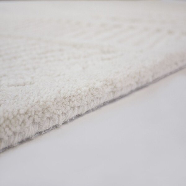 Bílý ručně tkaný koberec s příměsí vlny 140x200 cm Sculptured Wave – Flair Rugs