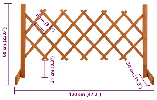 Zahradní trelážový plot oranžový 120 x 60 cm masivní jedle 314822