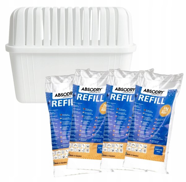 Everbrand Sweden Everbrand MEGAPACK 4 x 1000g náplň pro pohlcovač vlhkosti Absodry Big + pohlcovač GRATIS