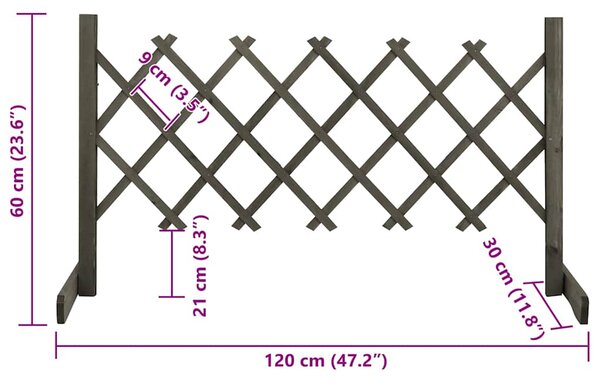 Zahradní trelážový plot šedý 120 x 60 cm masivní jedle 314823