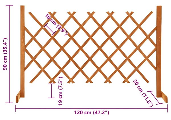 Zahradní trelážový plot oranžový 120 x 90 cm masivní jedle 314824