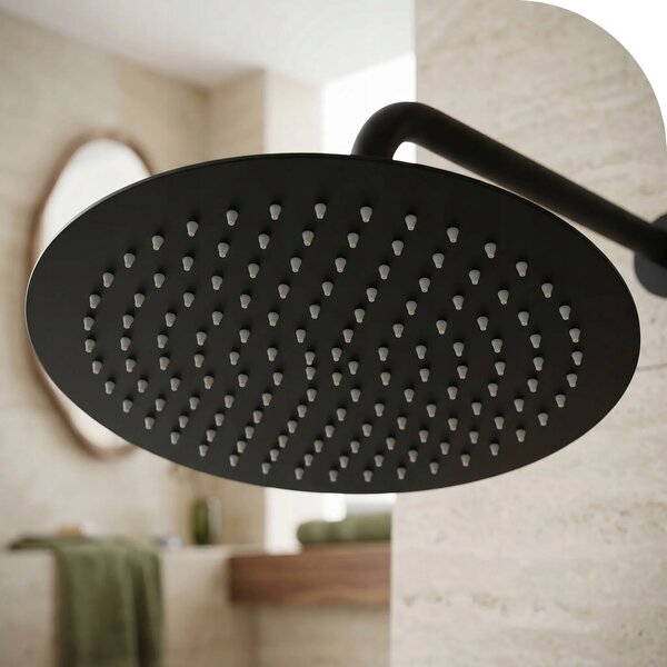 SPRCHOVÁ HLAVICE KULATÁ ČERNÁ 30 cm REA JS-P014BRG 30 ULTRA SLIM