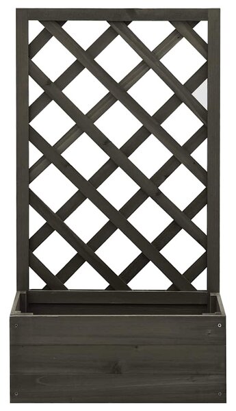 Zahradní truhlík s treláží šedý 50 x 25 x 90 cm masivní jedle 314831