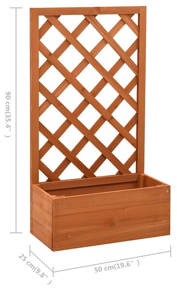 Zahradní truhlík s treláží oranžový 50x25x90 cm masivní jedle 314830