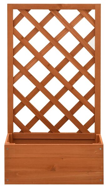 Zahradní truhlík s treláží oranžový 50x25x90 cm masivní jedle 314830