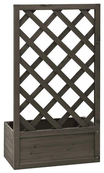 Zahradní truhlík s treláží šedý 50 x 25 x 90 cm masivní jedle 314831