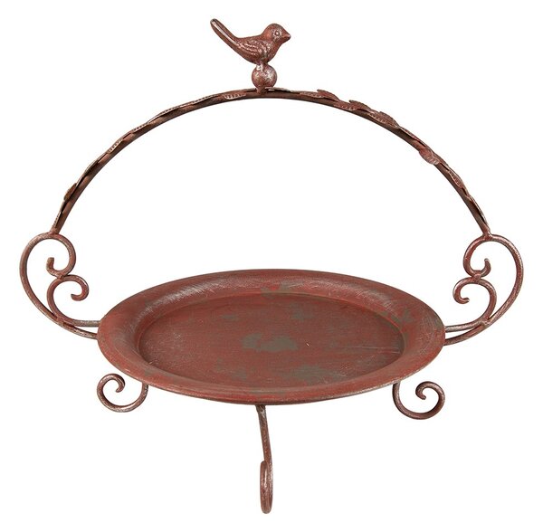 Červeno-zelený kovový etažér s ptáčkem - 35*27*30 cm - Clayre & Eef