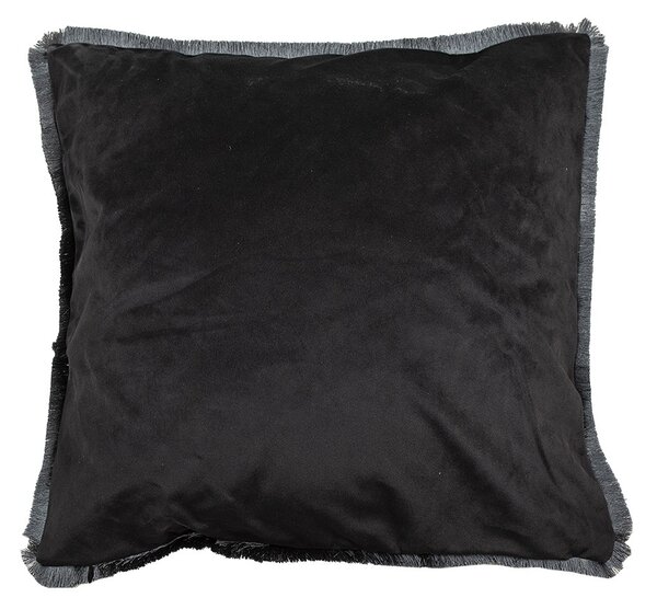 Dekorační polštář s výplní a motivem květů a třásněmi - 45*45*4 cm - Clayre & Eef