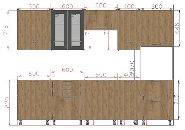 VerDesign DOROTA 280 kuchyňská linka, bílá/dub kraft zlatý