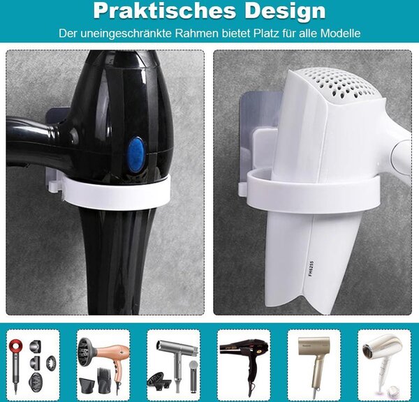 Držák na fén, který se instaluje bez vrtání, samolepicí držák na fén pro koupelnu a ložnici