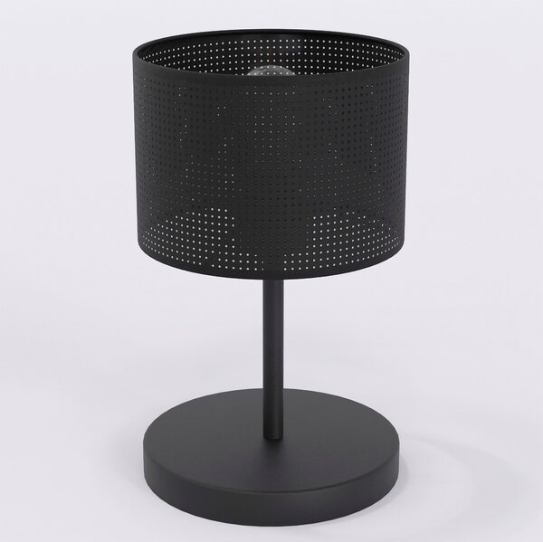 Stolní lampa LUX LN1 – celočerná, textilní stínidlo, 1× E27, šířka 20 cm