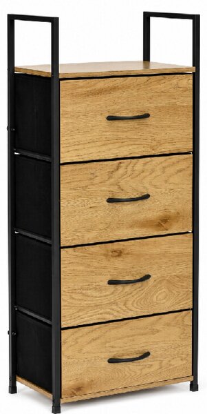 ModernHome GIC-C102-19 Komoda se 4 textilními zásuvkami, hnědo-černá