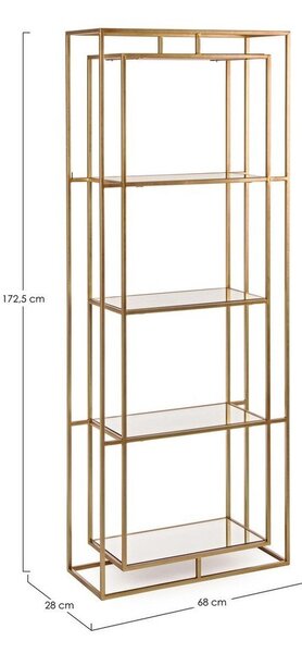 Ocelová knihovna ve zlaté barvě 68x172,5x28 cm Elenor – Bizzotto