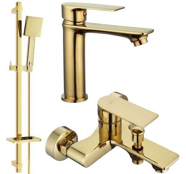 Sprchový set s umyvadlovou baterií Mexen Royo 72203DQ45-50 zlatá