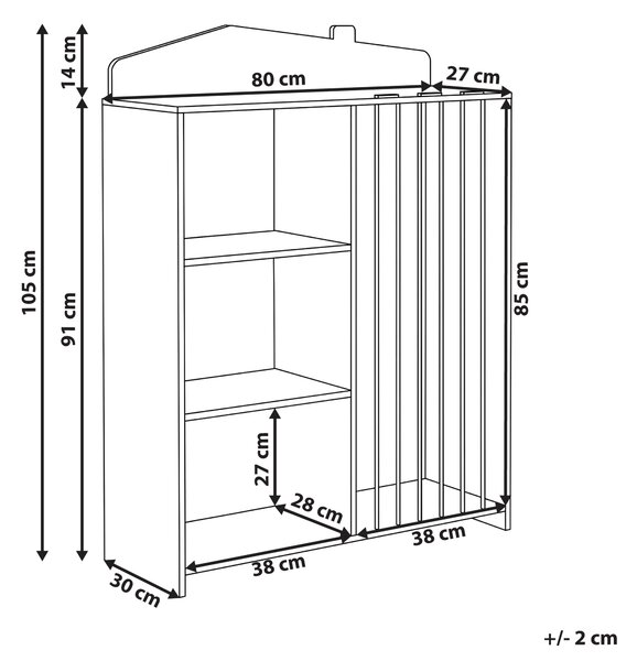 Regál se 3 policemi LACKEY 105 cm Světle hnědá