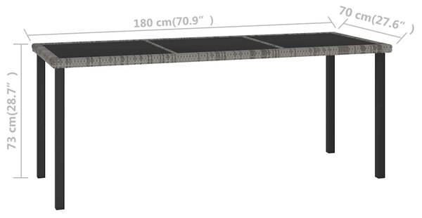 Zahradní jídelní stůl šedý 180 x 70 x 73 cm polyratan 315119