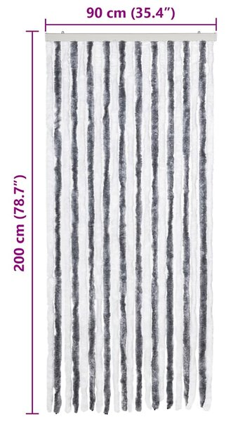 Závěs proti hmyzu šedobílý 90 x 200 cm Chenille 315124