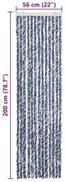 Závěs proti hmyzu modrobílý 56 x 200 cm Chenille 315126