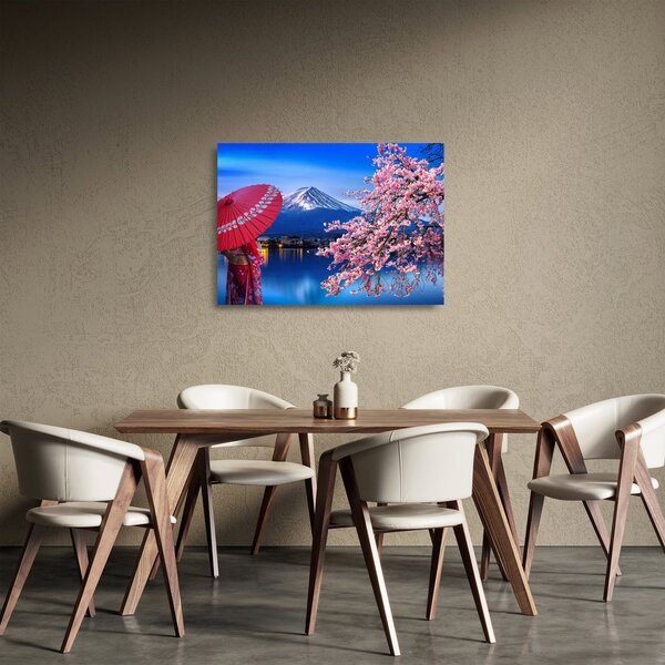 Skleněný obraz - Výhled na vrchol, Japonsko (70x50 cm)