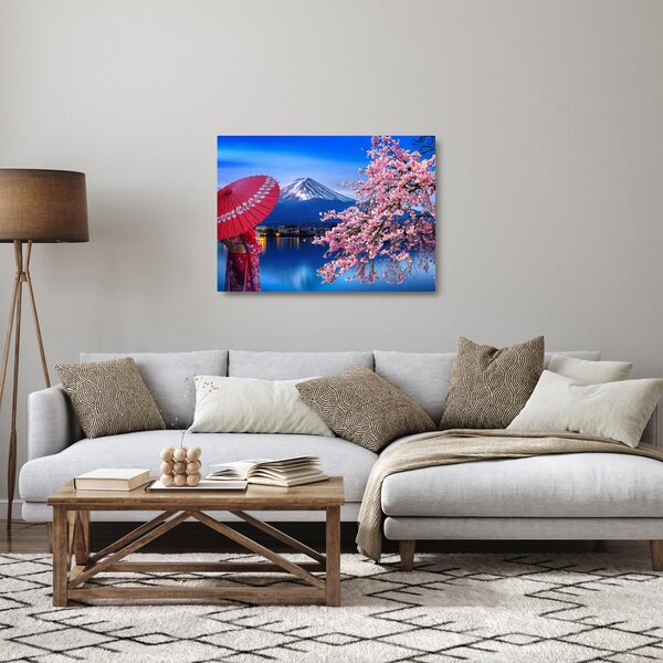 Skleněný obraz - Výhled na vrchol, Japonsko (70x50 cm)