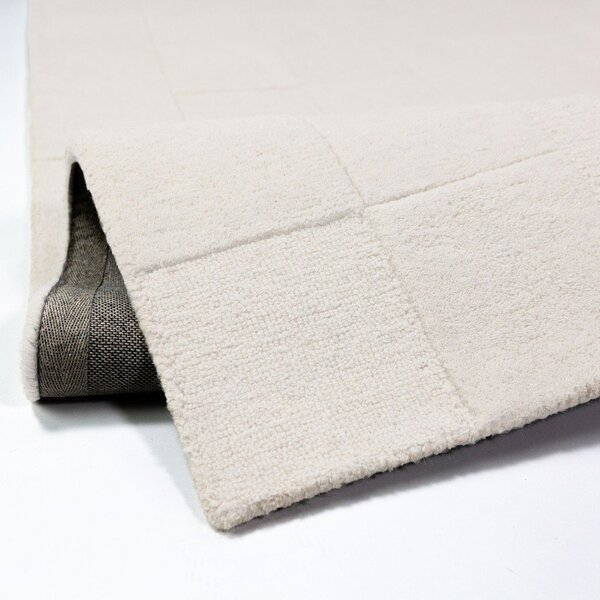 Slonovinový ručně tkaný vlněný běhoun 60x230 cm Checkerboard – Flair Rugs