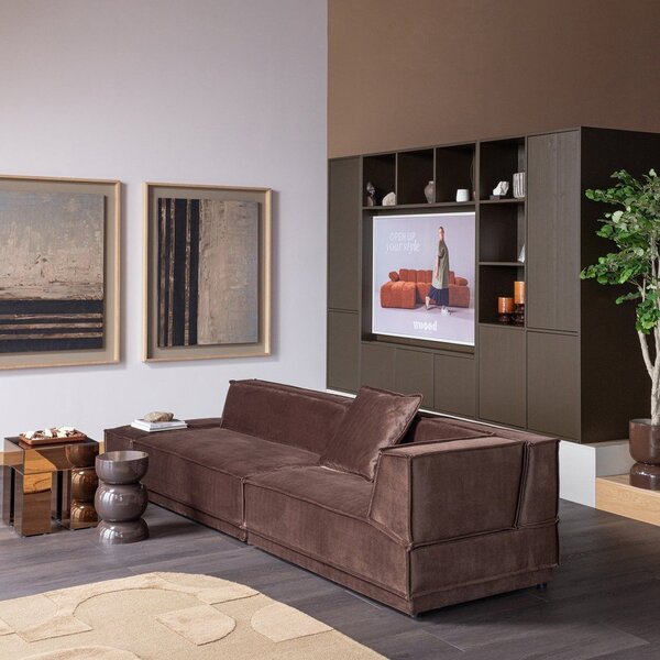 Tmavě hnědá TV sestava z borovicového dřeva 160x215x40 cm Meggy – WOOOD
