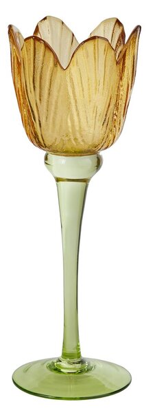 TULIP Svícen na čajovou svíčku 23 cm - žlutá