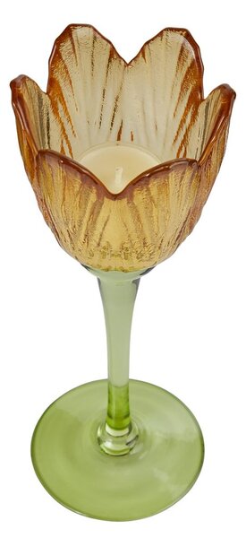 TULIP Svícen na čajovou svíčku 23 cm - žlutá