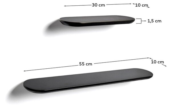 Černé police v sadě 2 ks 55 cm Arely – Kave Home