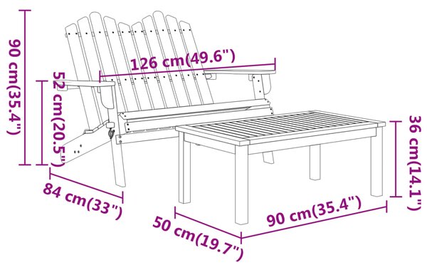 3dílná sada zahradního nábytku Adirondack masivní akácie 3152133