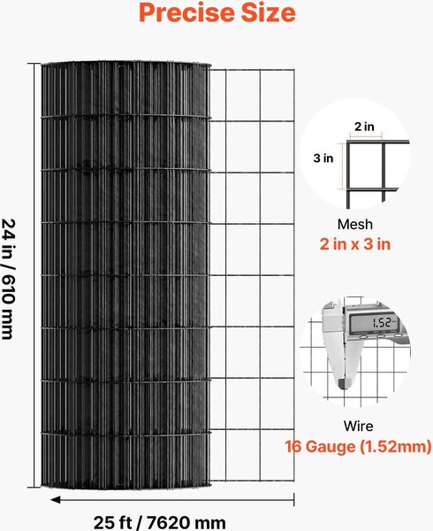 Drátěná plotová role – drátěný plot – výška 61 cm, délka 7,62 m – velikost ok 5,08 x 7,62 cm – tloušťka drátu 1,52 mm – pozinkovaný ocelový drát, potažený PVC – pro slepice a králíky