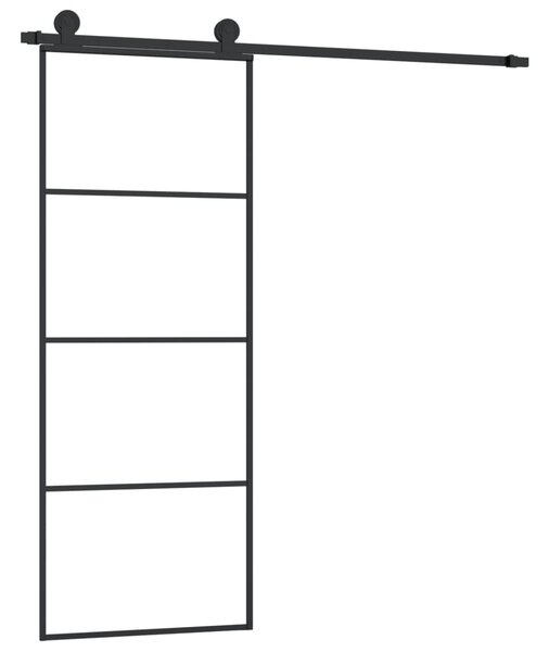 Posuvné dveře s kováním 76x205 cm ESG sklo a hliník 3152145