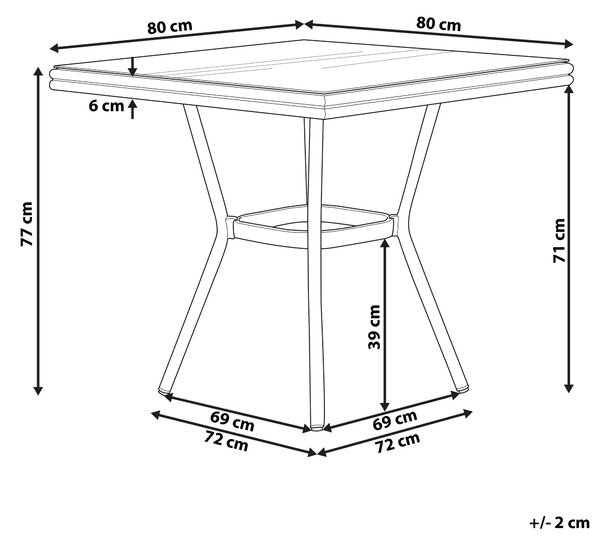 Bistro stolek CASPRI 80 cm 80 cm Umělý ratan Modrá/Bílá