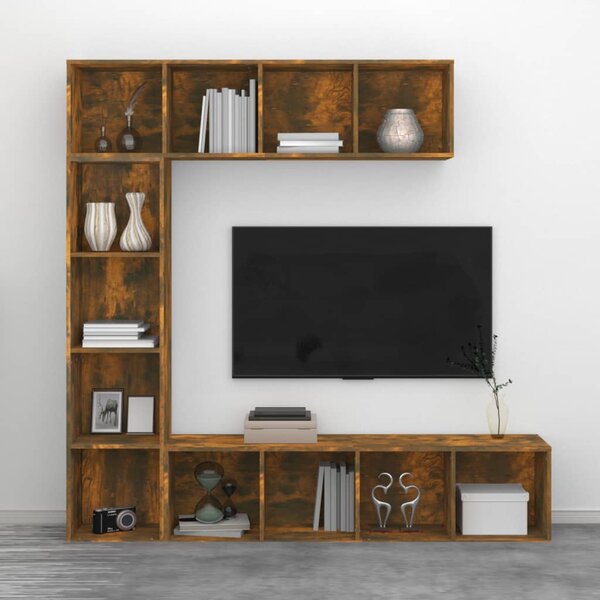 3dílná sada knihoven / TV skříněk kouřový dub 180 x 30 x 180 cm 3152713