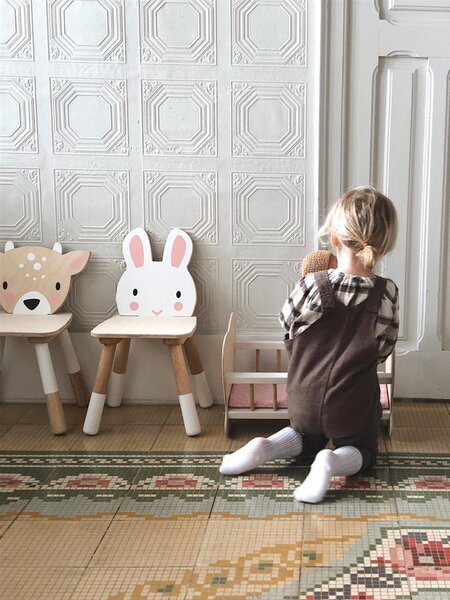 Tender Leaf Toys Forest Rabbit Chair, Židle, Růžová, Bílá, Dřevo, Překližka, 3 rok/roky, 32 cm, 30 cm