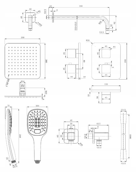Sprchový set pod omítku Omnires SysPM17ACRB Bílá/Chrom