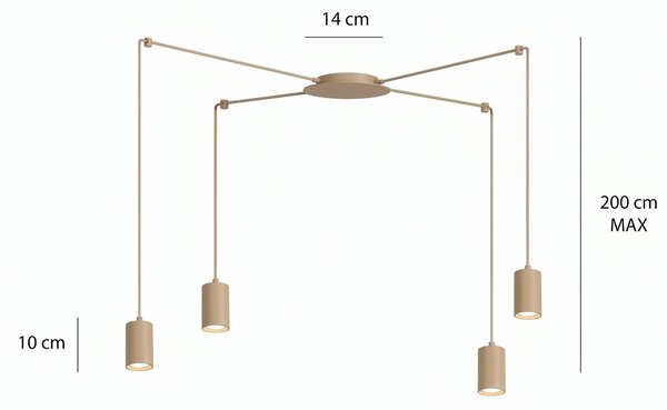 Závěsné svítidlo TRAKER 4 – moka, 4× GU10, šířka 300 cm