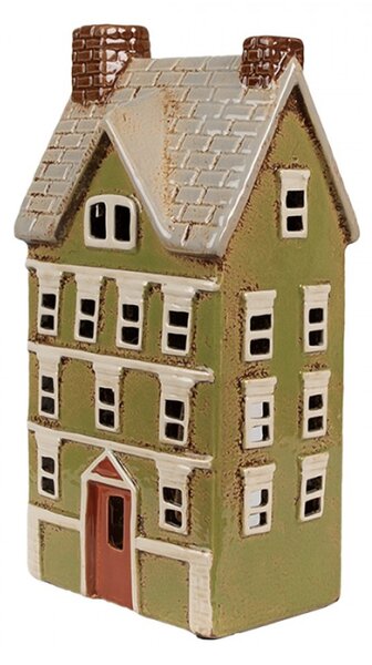 Zelený keramický domeček na čajovou svíčku Houthem II – 14x10x26 cm