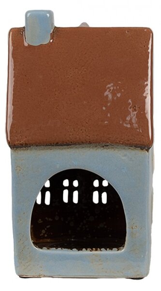 Modrý keramický domeček na čajovou svíčku Houthem XII – 11x8x20 cm