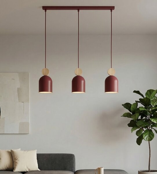 Závěsné svítidlo MESI 3 – vínové, 3× GU10, šířka 66 cm