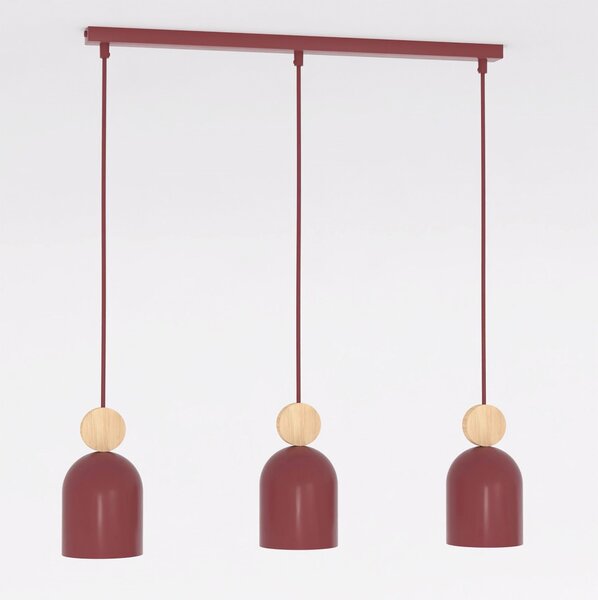 Závěsné svítidlo MESI 3 – vínové, 3× GU10, šířka 66 cm