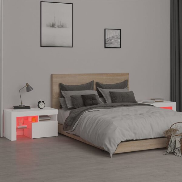 Noční stolky 2 ks s LED osvětlením bílé 70 x 36,5 x 40 cm 3152770