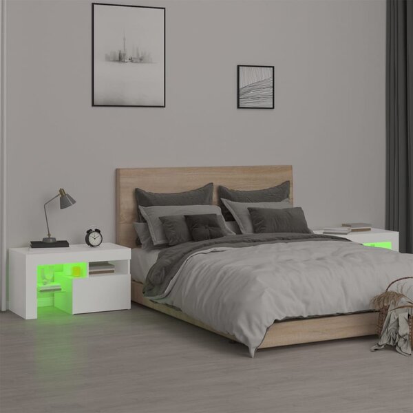 Noční stolky 2 ks s LED osvětlením bílé 70 x 36,5 x 40 cm 3152770