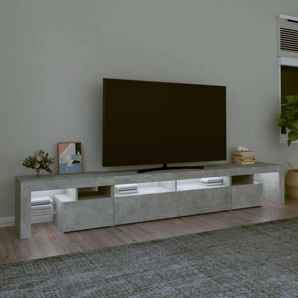TV skříňka s LED osvětlením betonově šedá 260x36,5x40 cm 3152781