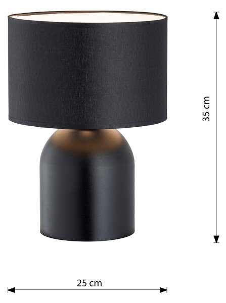 Stolní lampa ASPEN LN1 – černá, bílé textilní stínidlo, 1× E27, šířka 25 cm
